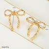 Simple Gold Color Sweet Bow Knot Earrings for Women Vintage Elegant Piercing Ear Accessories Fashion Female Party Jewelry Gifts
