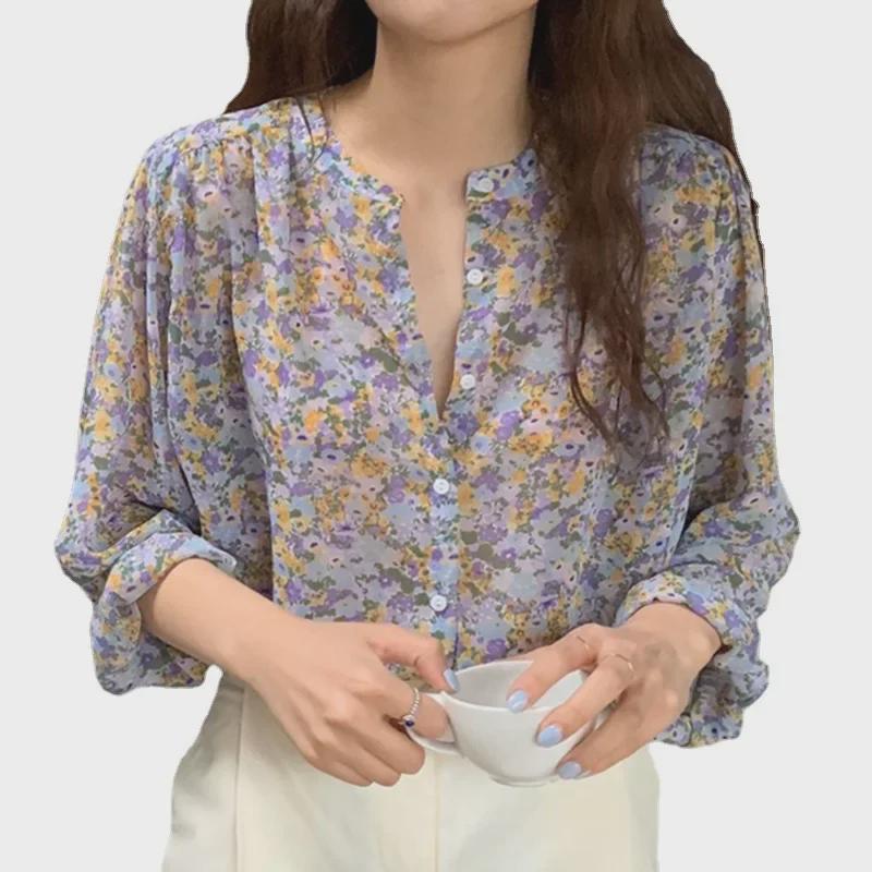 2025 Spring/Autumn Women's Floral Long-Sleeve Single-Breasted Casual Shirt