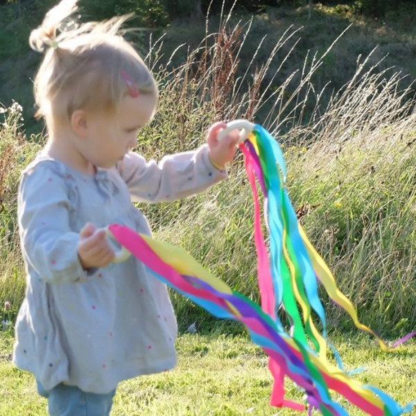 Non-Toxic 2Pcs Kids Outdoor Toy Montessori Style Sensory Toy Running Dance Ribbon Ring Bpa-Free Newborn Upwards Develop Colour Recognition