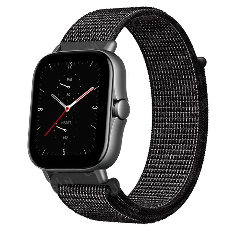 20mm/22mm Nylon Loop watch band For Amazfit GTS/4/2e/3/GTS2 Mini/GTR 4/3 pro/47mm/GTR2/2e/stratos Bracelet Amazfit bip-u strap