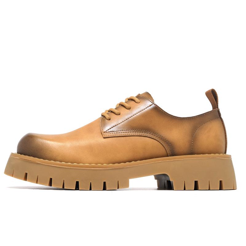 

Мужские туфли дерби Весна 2025 - Натуральная кожа, Толстая подошва, Средний каблук, Повседневная мода, Рабочая одежда 39 жёлтый