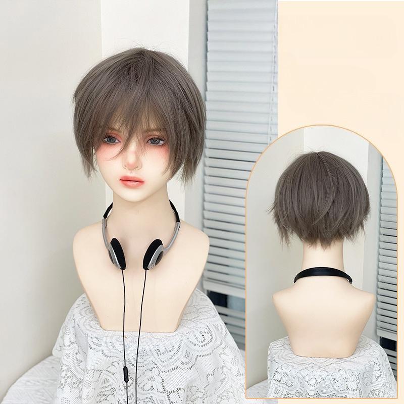 Ashely Short Wig for Men Fluffy Natural Black Hair High Temperature Fiber Synthetic Wigs Suitable for Daily Use Cosplay Sissy