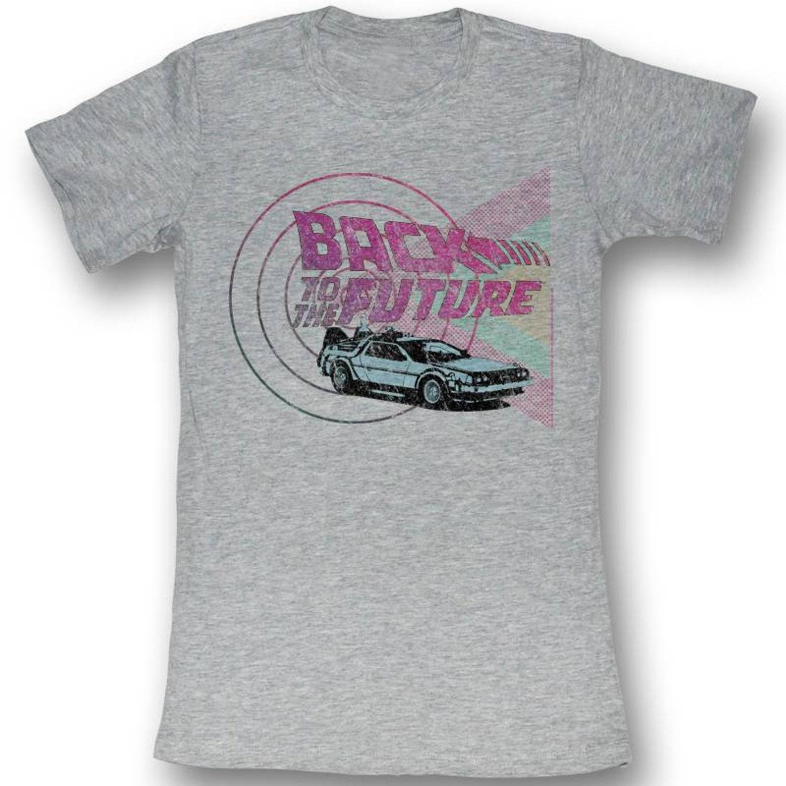 Back to the Future Time Machines And Shapes Gray Junior Women s T-Shirt L