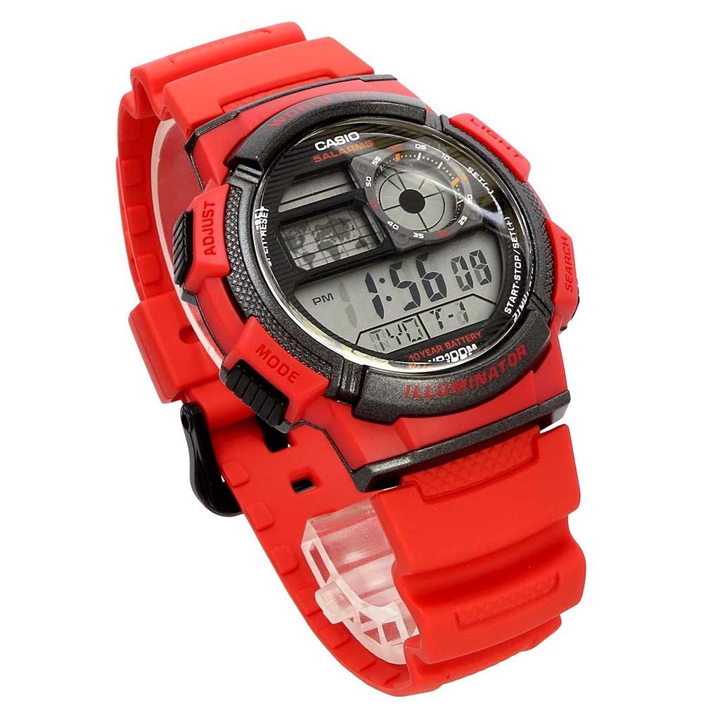 Casio World Time Digital Watch Red Men's AE-1000W-4AV (Overseas Model) [Used]