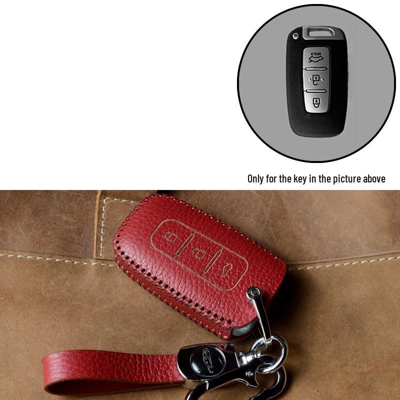 Hyundai Smart Key Cowhide Lanyard Case for Sonata, IX35, Tucson, Elantra, Yuedong, Santa Fe