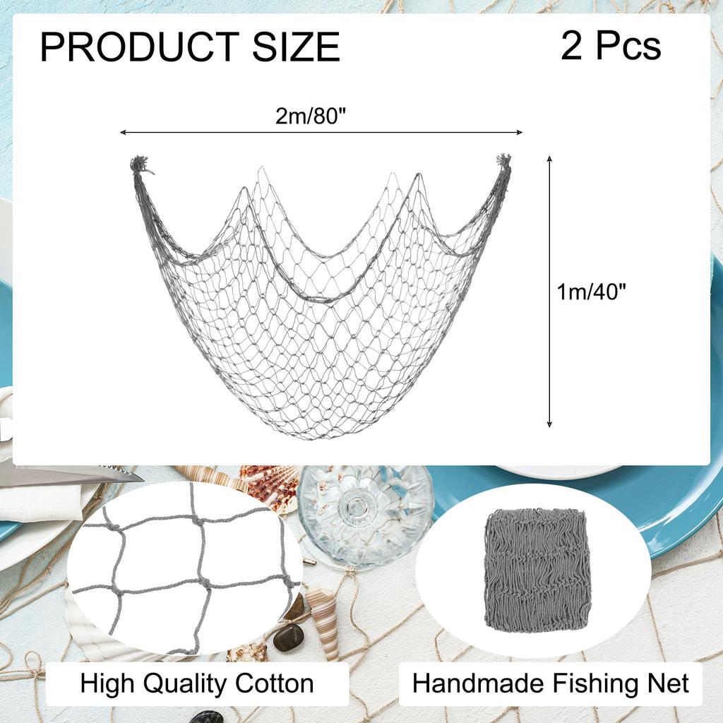 2pcs Fishing Net Wall Wall Photo Hanging Cotton Fish Net Ornament Studio Prop Room Home Decoration Stickers Themed Party 80x40"