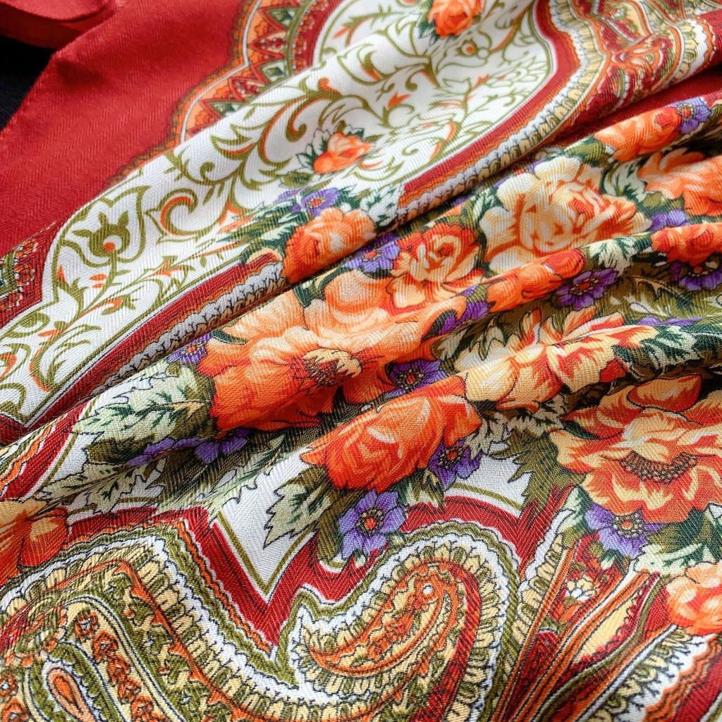 Printed square scarf new retro dual-purpose oversized scarf sunscreen Xinjiang travel versatile headscarf shawl