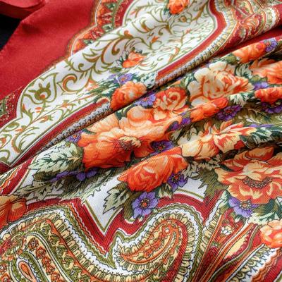 Printed Square Scarf New Retro Dual-purpose Oversized Scarf Sunscreen Xinjiang Travel Versatile Headscarf Shawl