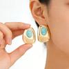 Imitation Turquoise Personalized Stud Earrings Fashionable High-end Glossy Retro Earrings Simple and Versatile Earrings Women