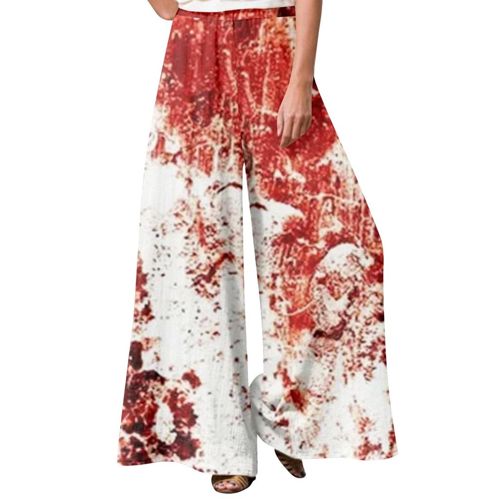 Damen Winter-Jogginghose mit Halloween-Print, Freizeithose aus Fleece, Jogginghose mit weitem Bein und gerader Hose