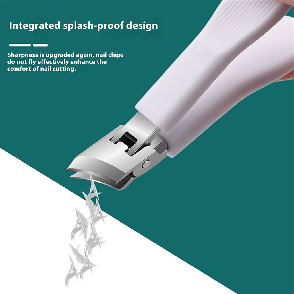 Stainless Steel Beveled Nail Clippers For Thick Ingrown Toenails Anti Splash Design Wide Opening Ergonomic Handle