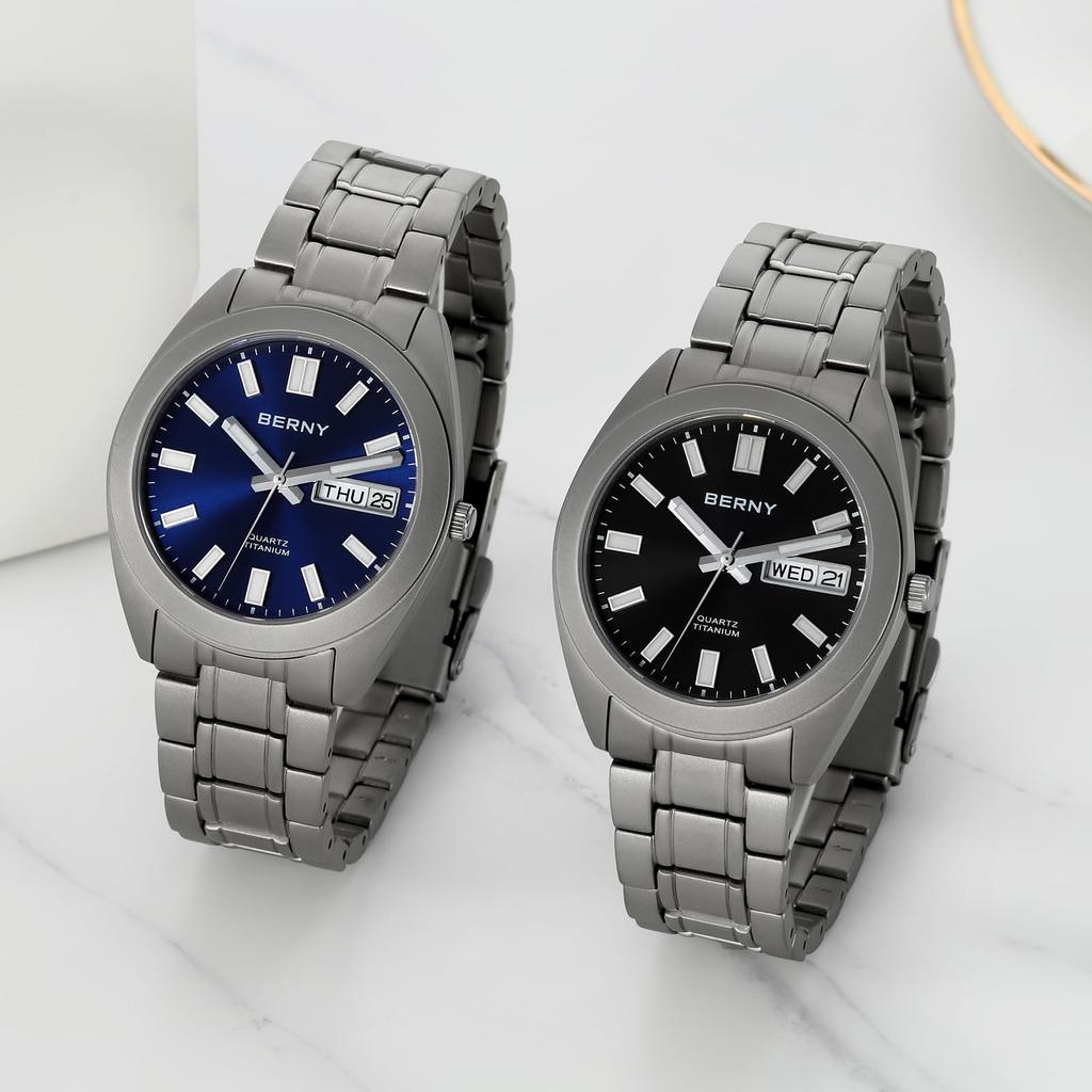 BERNY Titanuhr für Herren Uhr Uhr Uhr Japanisches Quarzwerk Titan Analog Quarz Uhr 10ATM Wasserdicht Superleuchtend Herren Herren