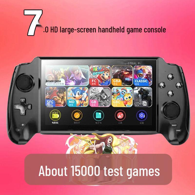 7-Inch HD Handheld Game Console with Joystick and Retro Arcade Games