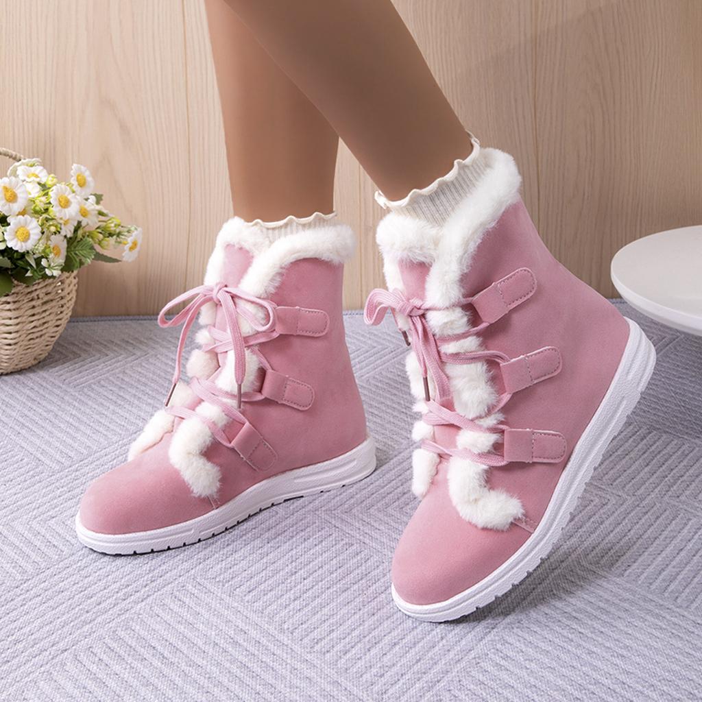European and American Winter New Thick-soled Velvet Thickened Snow Boots for Women's Foreign Trade Large-size Warm Wool Short Boots Cotton Shoes Fo