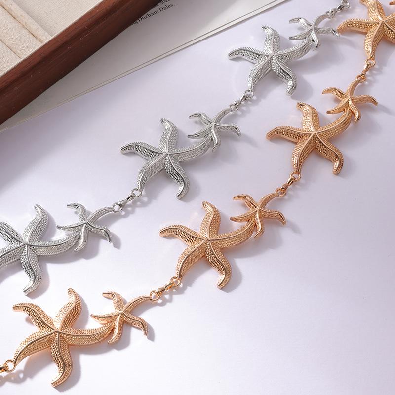 Senior Sense Women's Waist Chain Pearl Shell Starfish Metal Sweet Summer Beach Natural Vacation Style Waist Chain