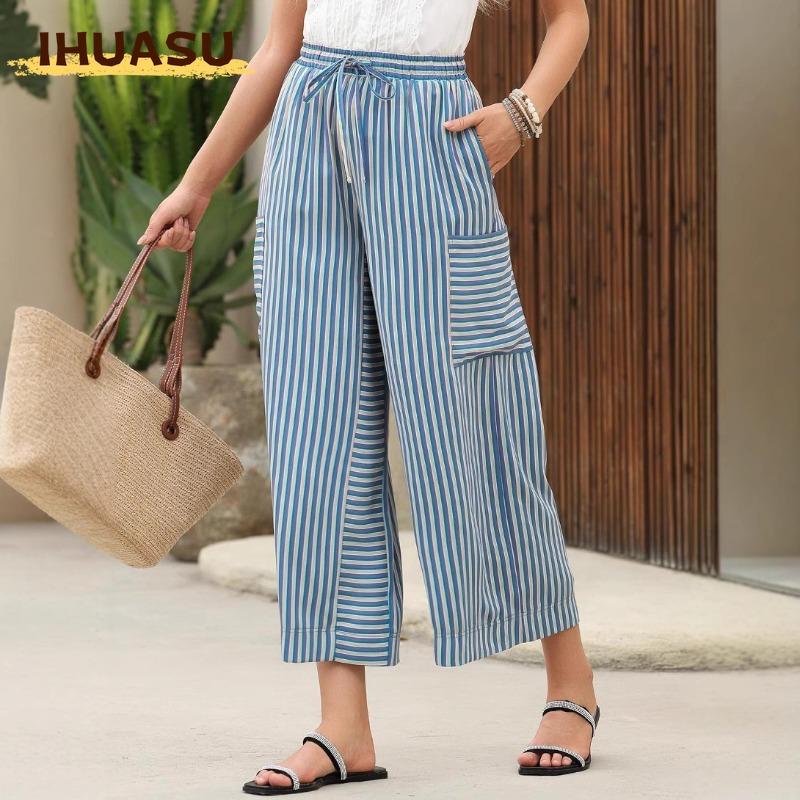 IHUASU Casual damesbroeken en capri's met effen print