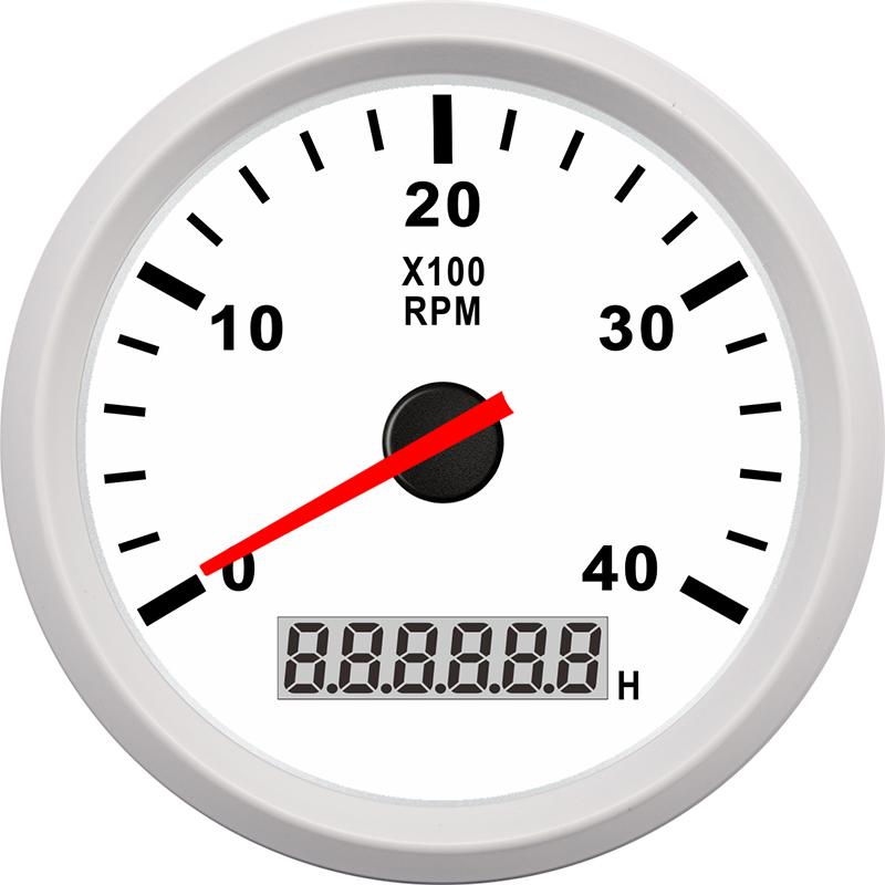 85mm Tachometer Car Tacho Sensor Marine with LCD Hourmeter Digital 4000 RPM Meter for Boat Motorcycle 12V 24V Red Backlight