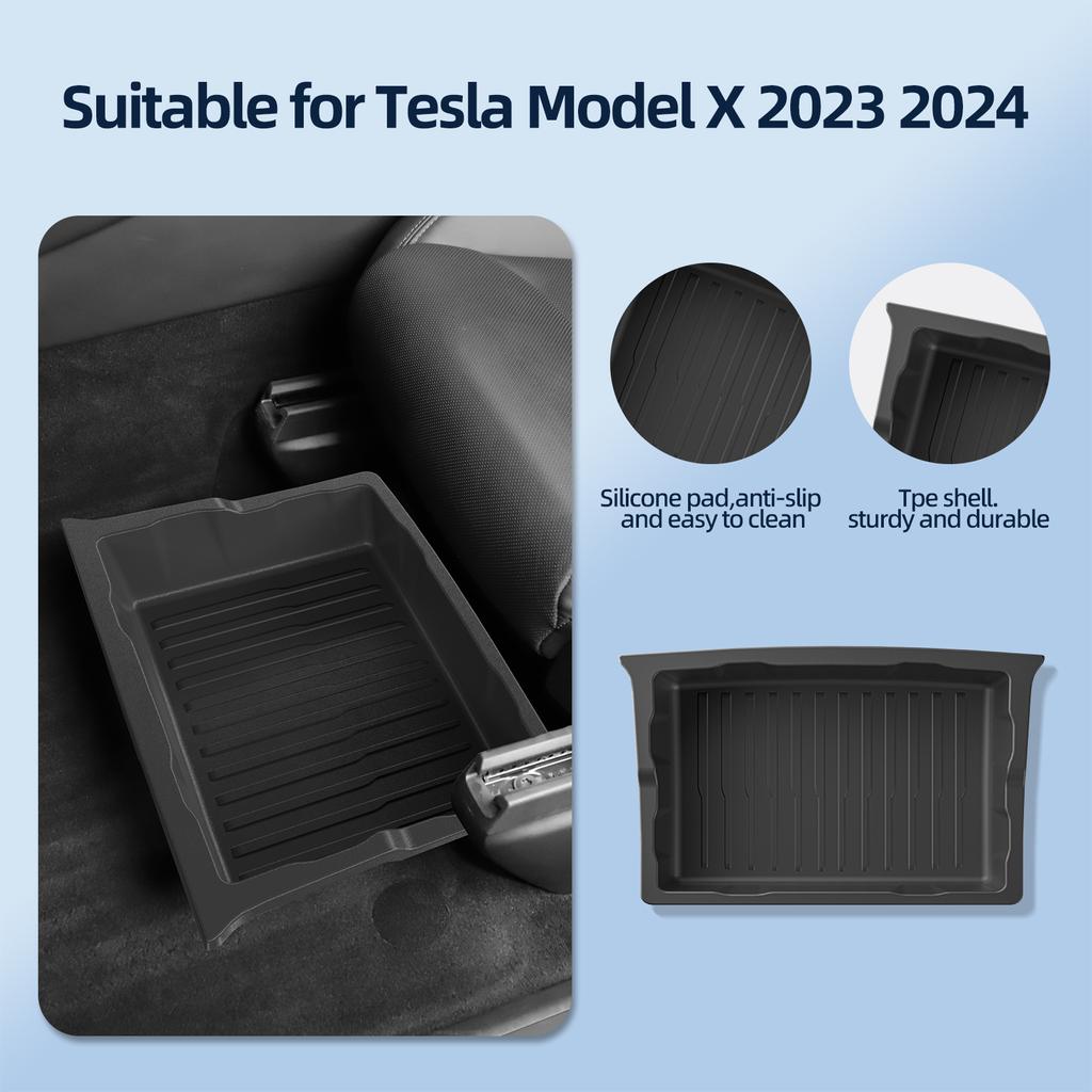 For Tesla Model X Under Seat Storage Box Center Console Wireless Charging Pad Armrest Storage Pad Organizer Tray Accessories 8Pc