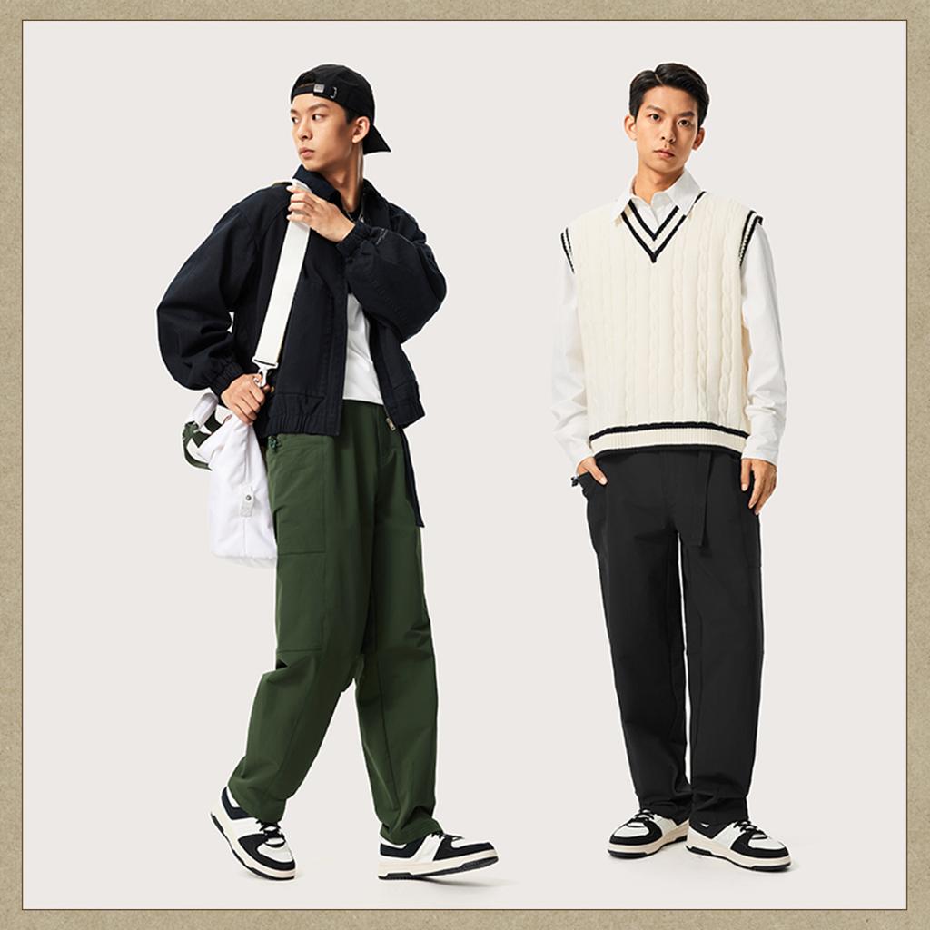 Li-Ning Sports Lifestyle Series Solid Color Mid-Rise Comfortable Breathable Versatile Straight Leg Casual Pants Men Bottoms Black AYKU739-2