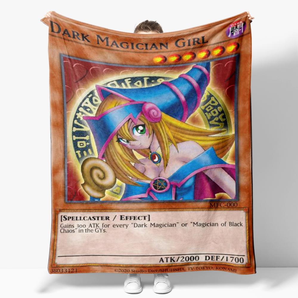 

Anime Flannel Throw Blanket Yu Gi Oh Card Decor Cozy Soft Lightweight Home Decor Blue Eyes White Dragon for Couch Sofa Bed 30x40in