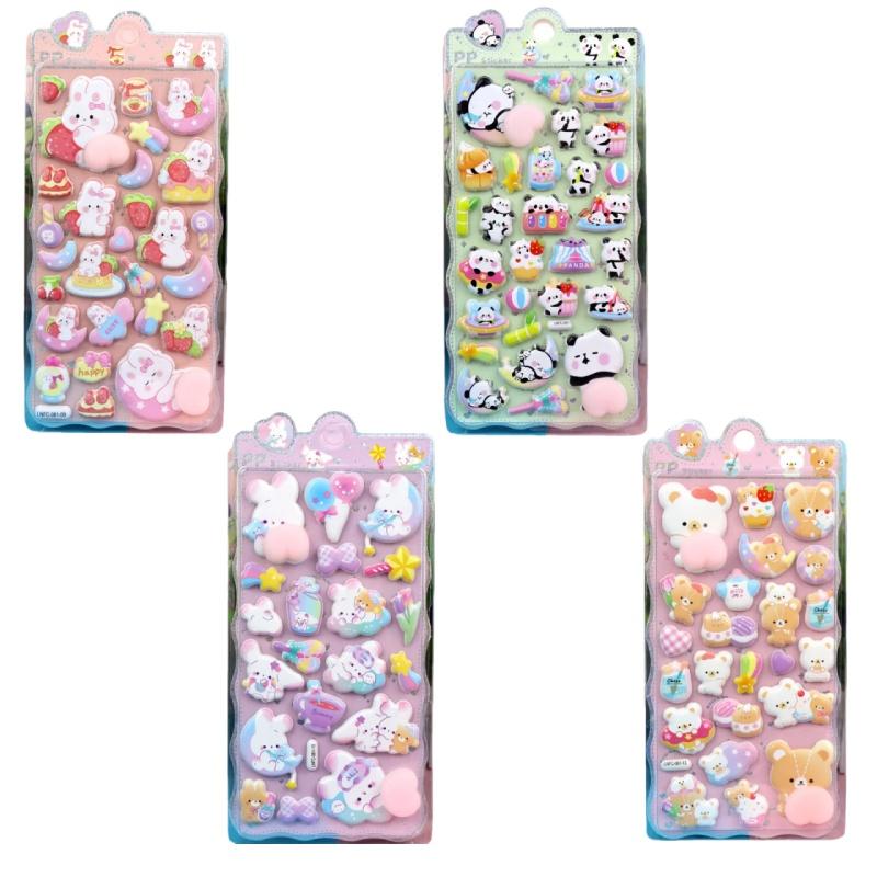 4 Stück 3D Weiche Süße Po 3D Kinder Aufkleber Squishy Tiere Hase Bär Handgemachte Deko für Handyhüllen BulingBulingStickers Store