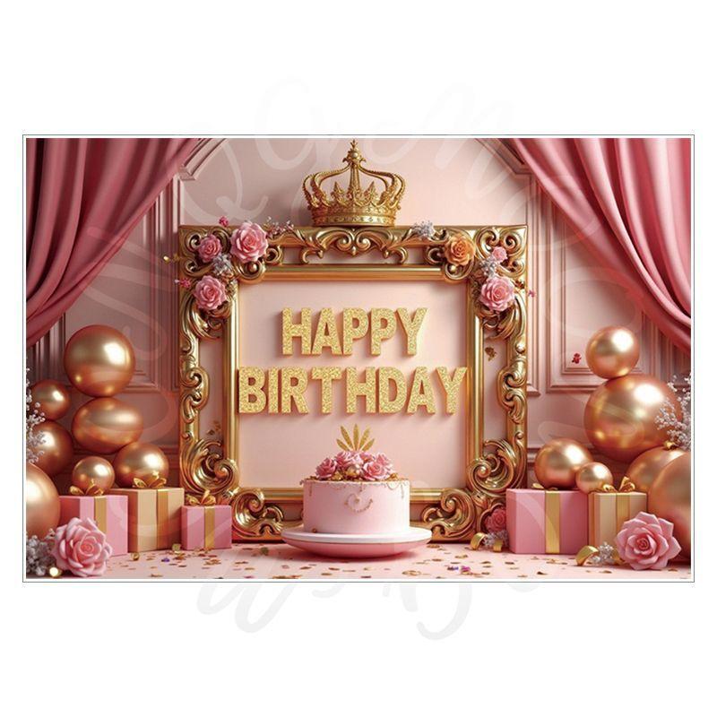 Pink Birthday Theme Party Decoration Backdrop Cloth - Party Decoration Scene Background Wall Hanging