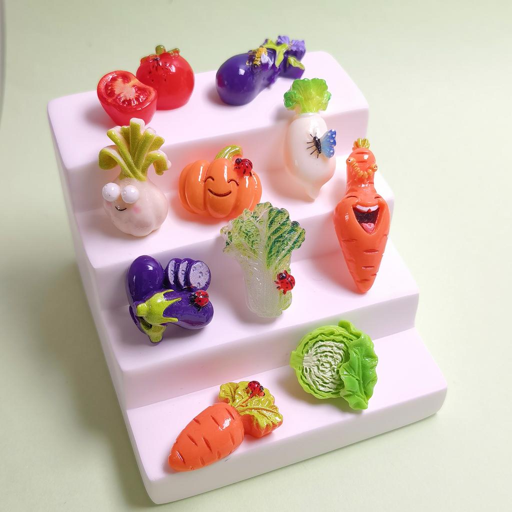 100PCS Mini Vegetables Carrot Eggplant Chinese Cabbage Resin Flat Back Scrapbooking DIY Jewelry Craft Decoration Accessories