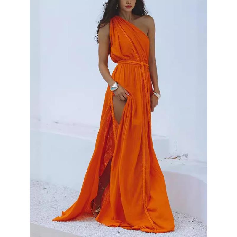 

Женское новое стильное пляжное платье-бюстгальтер с завязками и веревкой, однотонное платье-блузка One size