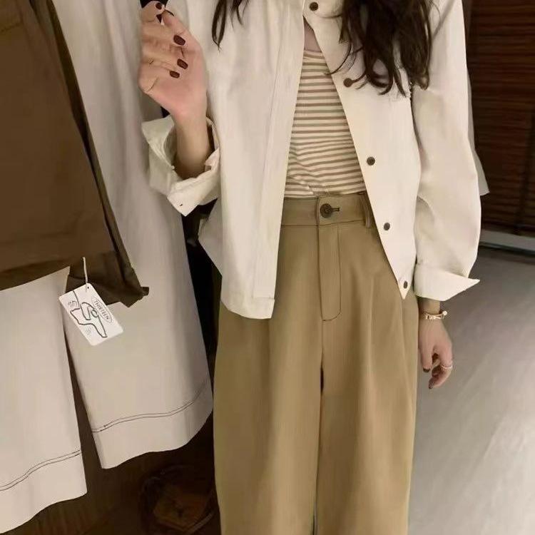 Japanese-Inspired Retro Workwear Women's Short Jacket for Spring/Autumn - Trendy Korean Cardigan Style
