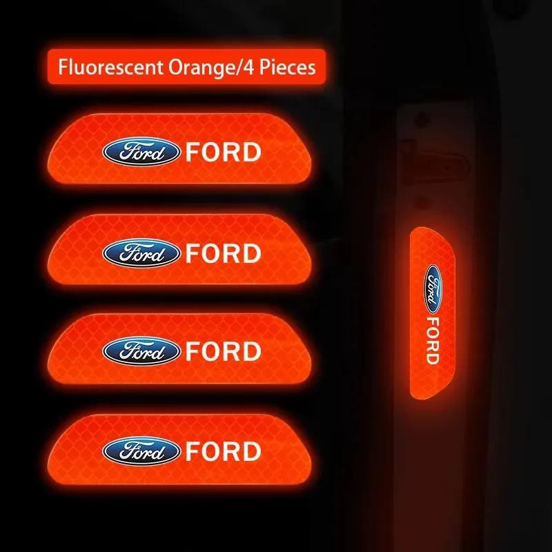 AKM1 4Pcs Car Door Sticker Safety Warning Reflective Mark For Ford S MAX Ranger Focus Fiesta Mondeo Kuga Mustang Escort KA Ecosport