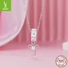 Ballet Bow Diy Bracelet Positioning Buckle, Sweet Pink Lace S925 Sterling Silver Clip Buckle