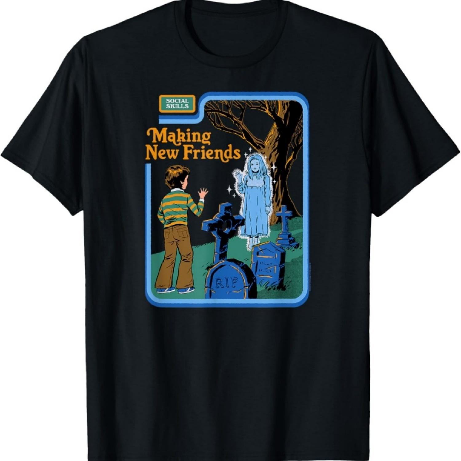 

Making New Friends Ghost Retro Dark Humor T-Shirt XXXXXL чорний