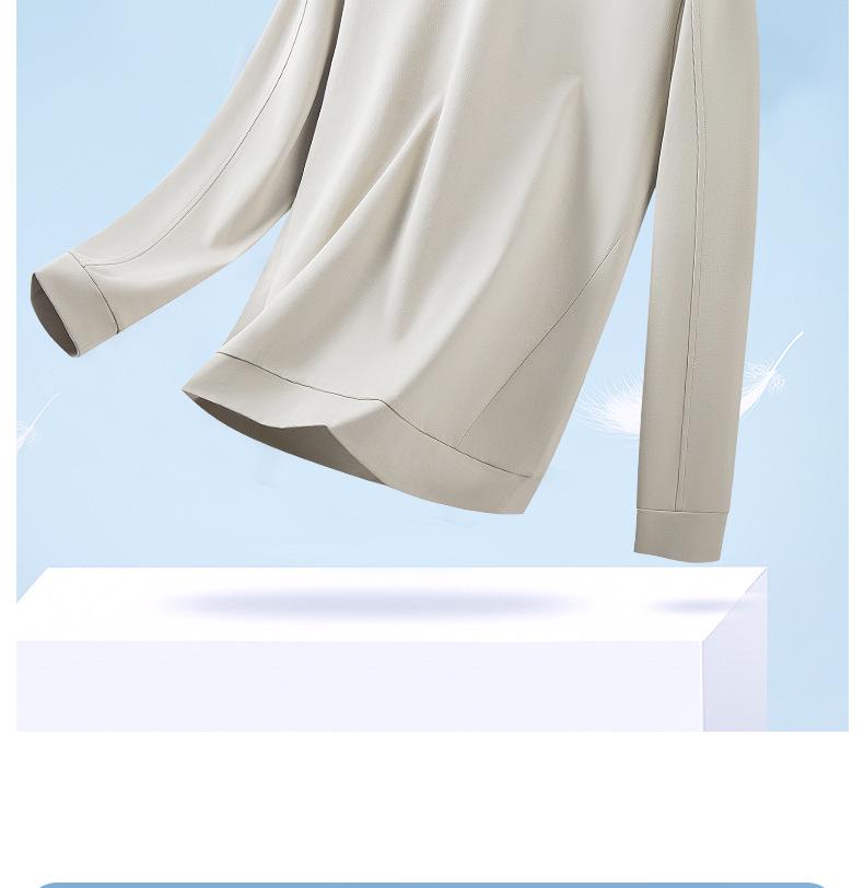 270G Mercerized Cotton Men's Long Sleeve T-Shirt - Solid Color, Round Neck, Autumn/Spring Top