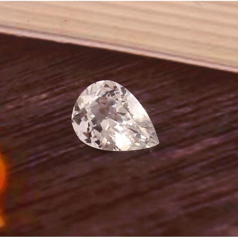 AAA Bez skazy 12x10mm Podgrzewany Cejloński Biały Szafir Cięty w Kształcie Gruszki Luźny Kamień Szlachetny