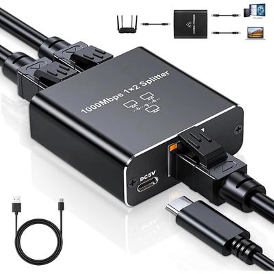 Router 100m Netzwerkverteiler 1 zu 2 Netzwerktrennschalter 1 zu 2 Splitteradapter 1 In 2 Out Netzwerkkabelsplitter 1000m