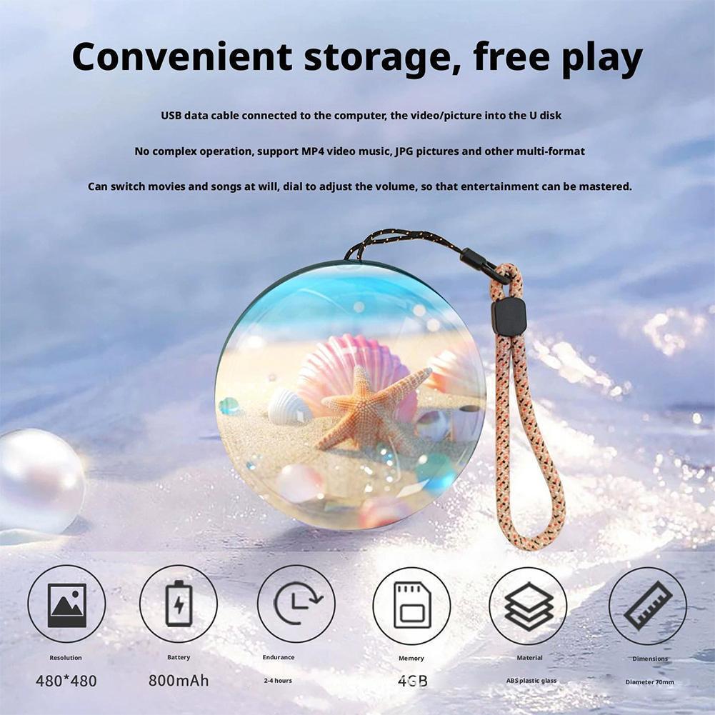 3D Video Crystal Ball DIY Memory Art Glass Ball Lamp Spherical Pixel Display 2.7inchs Screen 4GB Videos Player For Kids Adults