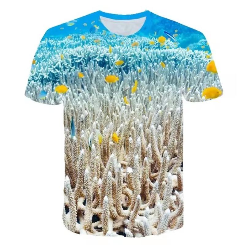 Women's 3D Printed Underwater Coral Fish T Shirt Funny Animal WoMen T-Shirt Casual Seabed View Streetwear Tshirt Casual Tee Tops