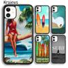 HAWAII BEACH SURF GIRL SURFING ART Phone Case Cover For iPhone 17 Air 16 15 14 Plus 12 13 Pro Max Coque Fundas