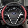 Leather Car Steering Wheel Cover for Ford Fiesta MK6 MK7 ST 2002-2024 Focus Auto Steering Wheel Cover Ford Fiesta Accessories