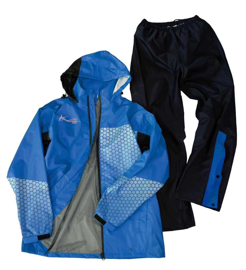 [Koyanagi] Rainwear "Rain Storm Active", Waterproof Jacket & Pants Set, Blue, Size L