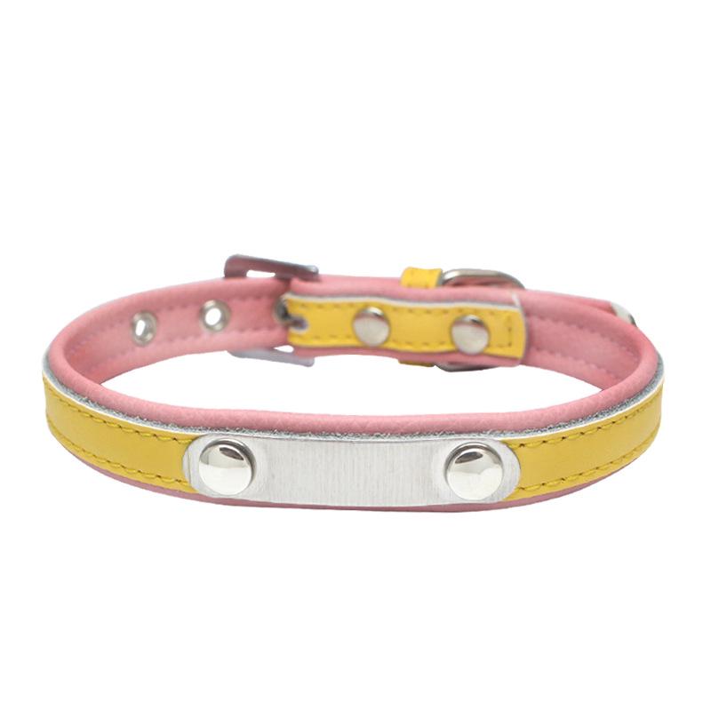 Stainless Steel Iron Lettering Pet Collar Leather Dog Chain Cat with Large  Medium and Small Dog Pet Supplies