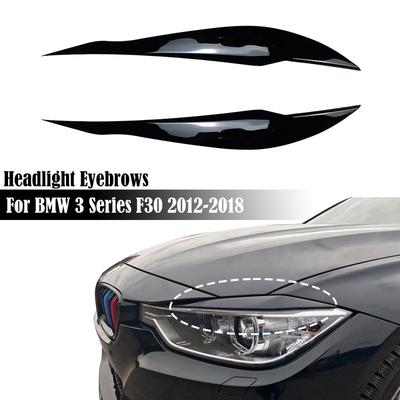1 Pair Headlight Eye Lid Cover For BMW F30 2013-2018 Gloss ABS Headlight Eyebrow Eyelid Decoration Styling Sticker Carbon Fiber