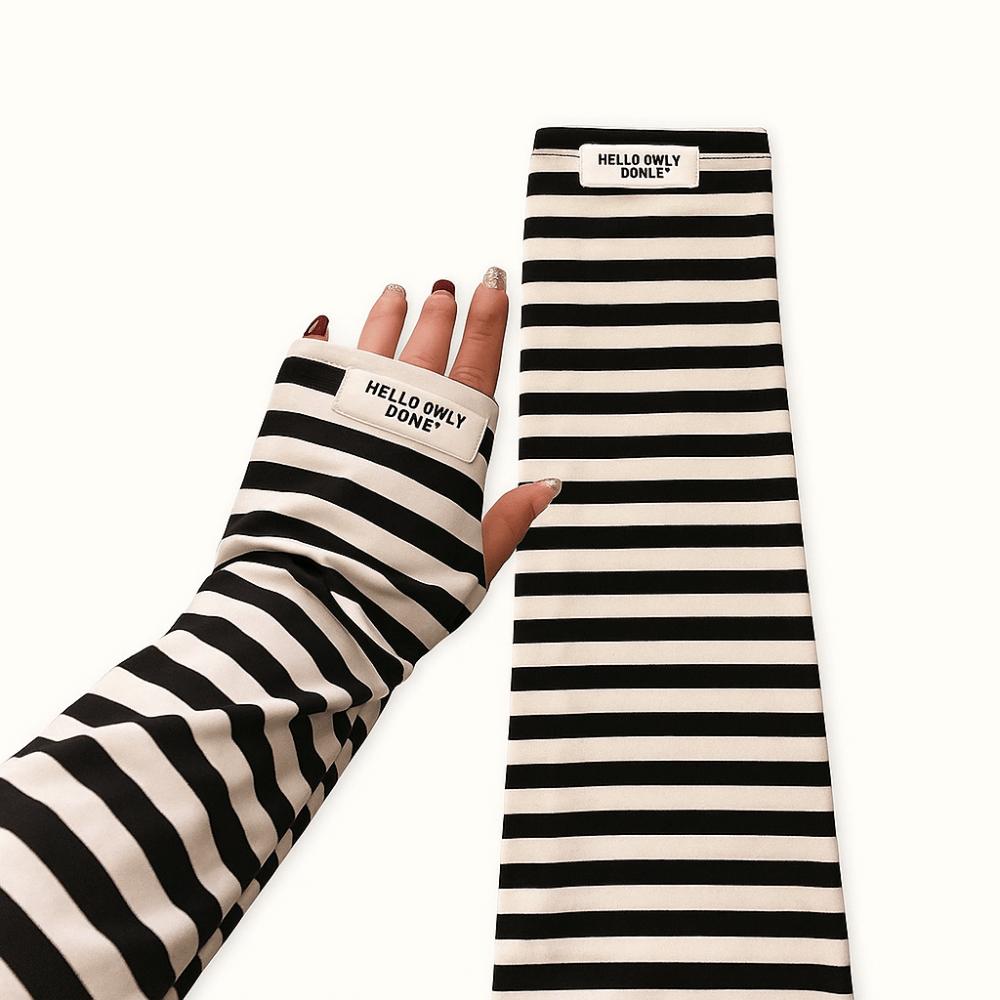 Loose Ice Arm Sleeve Color Strip Breathable Sleeve Cover Y2k Sunblock Sleeve Driving