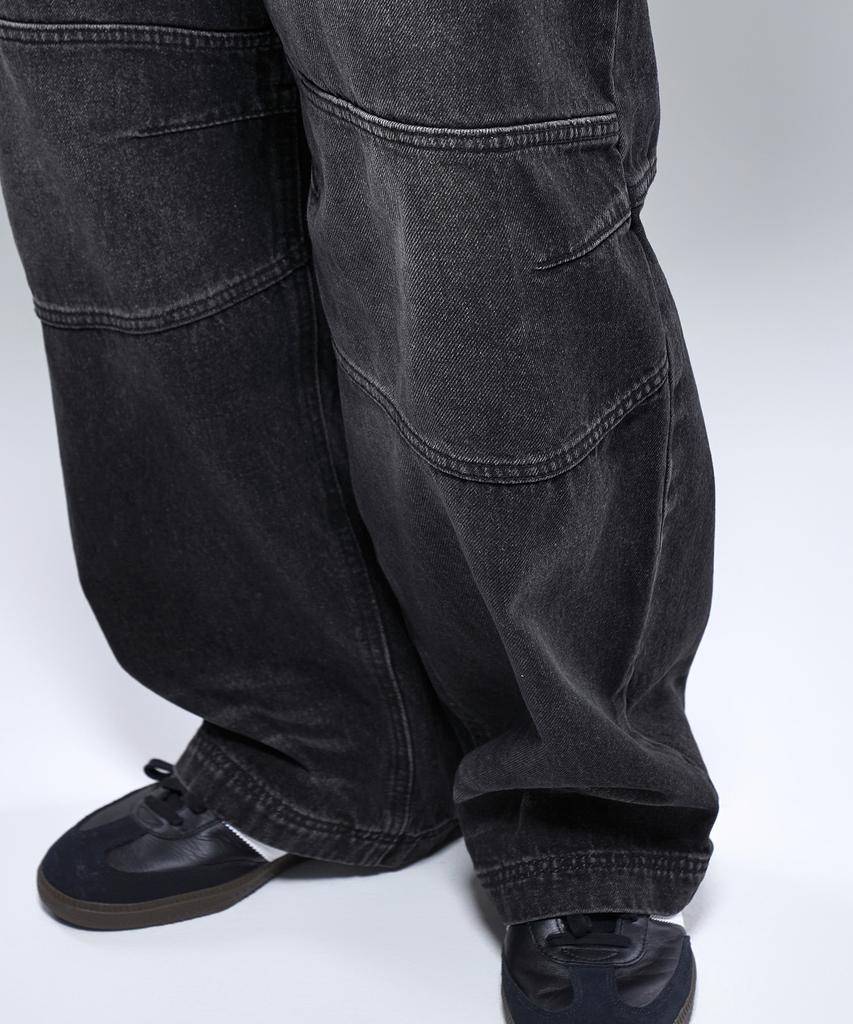 Pijikeolgameoncheu P2604 Washed Black Wide Denim Pants [Dark Denim]
