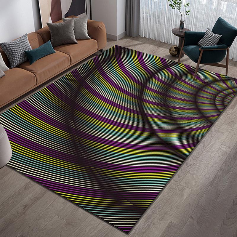 3D Abstract Carpet Color Lines Carpet Living Room Tea Table Visual Carpet Mat