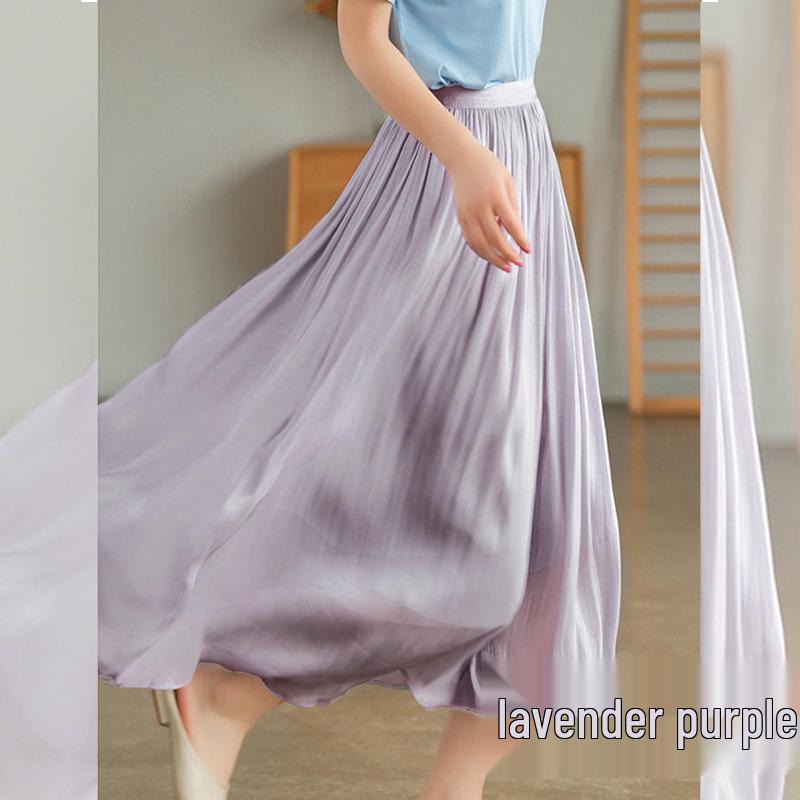New Women's Iridescent Double Layer Pleated Puff Skirt - Korean Style Fairy Mesh Skirt