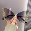 Cross-Border Butterfly Rhinestone Frameless Sunglasses - Women's Fashion, Exaggerated Celebrity Style