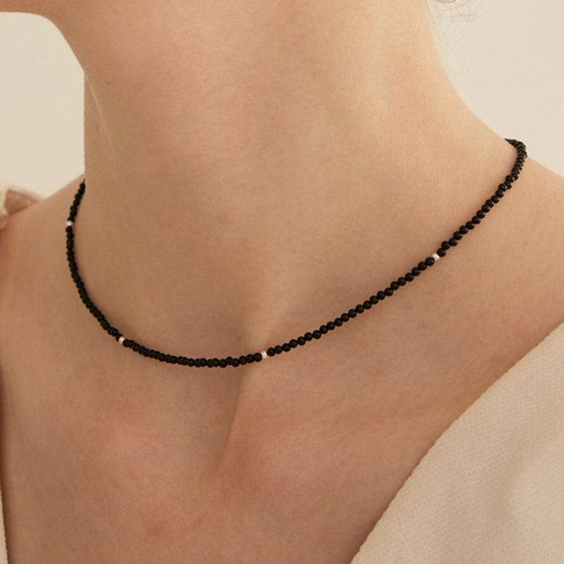 LUNNE Silver 925 Midnight Black Onyx Necklace #LSN73