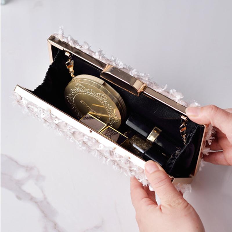 Sequin Women's Shoulder Bag with Chains Blue Elegant Designer Luxury Bag Wedding Clutch Square Brand Purse and Handbag Lattices