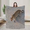 Leopard On Swirl Line Abstract Background Blanket Girl  Flannel Throw Blanket For Living Room Super Soft DIY Quality Bedspread